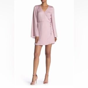 Cupcakes and Cashmere Kaidence Satin Wrap Dress Sz Small, Bloom Pink NWT $108